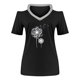 thumbnail image 2 of Gibobby Playera Termica Para Mujer Blusa de manga corta con estampado de diente de león y cuello en V de verano para mujer（Negro， XXXL), 2 of 5