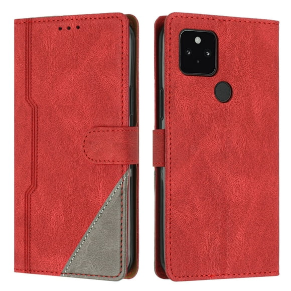 Case for Google Pixel 5XL PU Leather Flip Folio Cover with Card Holders Magnetic Closure Folding Kickstand