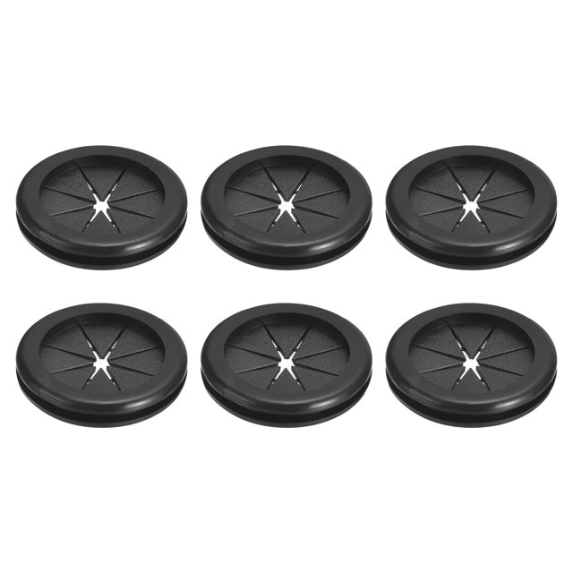 Uxcell 6Pcs Doble Cara Grommets de Caucho 1-3/8"(35mm) ID 1-9/16"(40mm) Agujero de Perforación, Negro