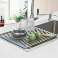 thumbnail image 2 of Roll Up Dish Drying Rack, Over The Sink Dish Drying Rack Kitchen Rolling Dish Drainer, Foldable Sink Rack Mat Stainless Steel Wire Dish Drying Rack for Kitchen Sink Counter 17.8''x11.8'', 2 of 7