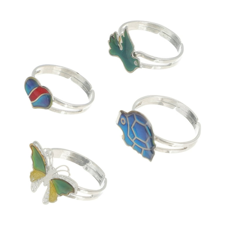 4pcs Mood Rings Color Change Ring Animal Rings Finger Ring Decor