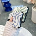 thumbnail image 6 of for iPhone 12 Phone Case, Soft PU Leather TPU and Cute Art Wavy Painted for Women Girls, Slim Protective Shockproof Compatible with iPhone Case (Grey, iPhone 12), 6 of 14