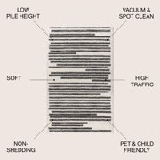 JONATHAN Y MOROCCAN HYPE 5 x 8 Area Rug, Khalil Berber Stripe - Cream/Black, MOH207A-5
