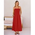 thumbnail image 4 of Merokeety Womens Summer Dresses Boho Spaghetti Strap Square Neck Linen Blend Maxi Sundress Red s, 4 of 6