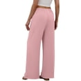 thumbnail image 6 of QATAINLAV Womens Casual Drawstring High Waisted Pants Loose Flowy Wide Leg Palazzo Trousers Summer Beach Vacation Pants with Pockets Pink M, 6 of 9