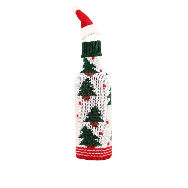 Billuyoard Funda antipolvo para botella de vino de Navidad, bolsa con patrón tejido encantador, funda protectora familiar, regalo para el hogar, Kits de decoración para fiestas Tipo 2 Billuyoard HA069683-02