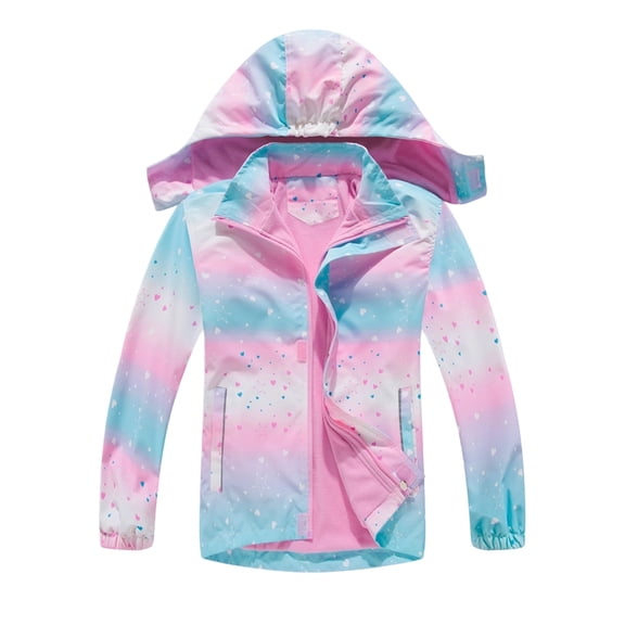MuXiKeJi Girls Rain Jacket Lightweight Waterproof Hooded Cotton Lined Raincoat Windbreaker for Kids Size 3-12 Years Fall clothes