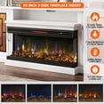 thumbnail image 3 of FlowSun Fireplace TV Stand for 80/85 inch TVs with 40" 3-Side Glass Electric Fireplace Highboy Modern LED Media Entertainment Console,Antique White, 3 of 7