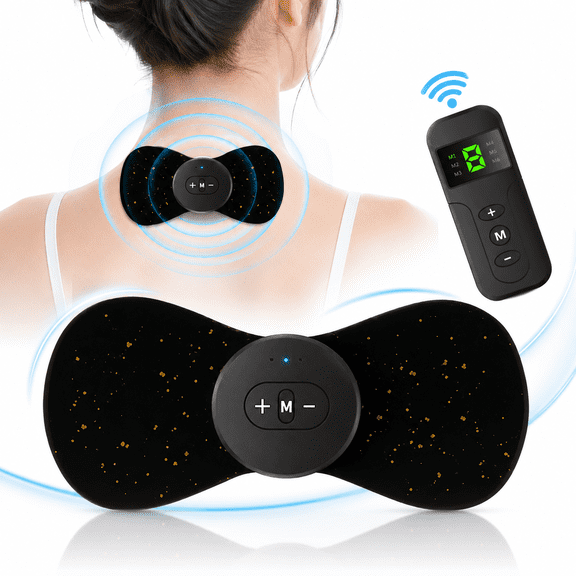 Wireless Neck Massager,Rechargeable Mini Massager TENS EMS Unit Muscle Stimulator Electric Pulse Massager for Neck Shoulder Back,Remote Control with 6 Modes