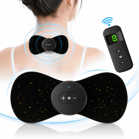 Wireless Neck Massager,Rechargeable Mini Massager TENS EMS Unit Muscle Stimulator Electric Pulse Massager for Neck Shoulder Back,Remote Control with 6 Modes