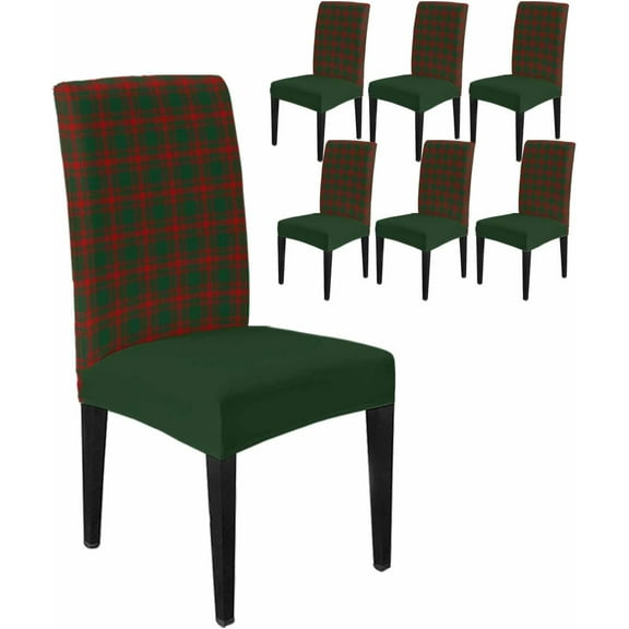 Stretch Chair Covers Set of 6, Christmas Red Green Buffalo Tartan Universal Fit Elastic Decorative Dining Chairs Slipcovers for Wedding, Banquet, Chic Simplistic Plaids