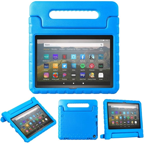 Golden Sheeps Kid Friendly Case Compatible for Amazon Fire HD 8 / Fire HD 8 Plus (10th Generation, 2020 Released) Shockproof Ultra Light Weight Convertible Handle Stand Cover (Blue)