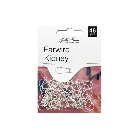 John Bead MHF Earwire Kidney 19x10mm Slv 46pc