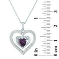 thumbnail image 2 of Ladies Brilliance Fine Jewelry Simulated Amethyst and CZ Sterling Silver Heart Pendant, 18", 2 of 3