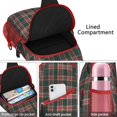 thumbnail image 4 of Sling Backpack,Green and Red Christmas Plaid Pattern Sling Bag with Water Bottle Holder,Waterproof Sling Bag for Men/Women with Headphone Jack for Hiking,Travel, 4 of 6