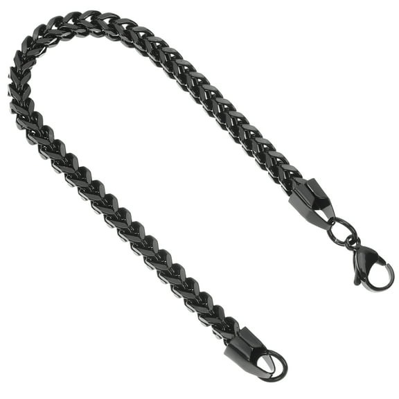 LAMIRO Wrist Bracelet for Men Titanium Chain Engraved Man Black