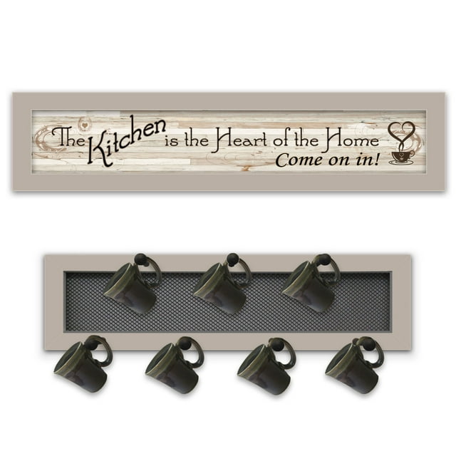 TrendyDecor4U V431-MPH-779SS "The Kitchen Vignette" 2-Piece Vignette with 7-Peg Mug Rack by Millwork Engineering, Sand Frame