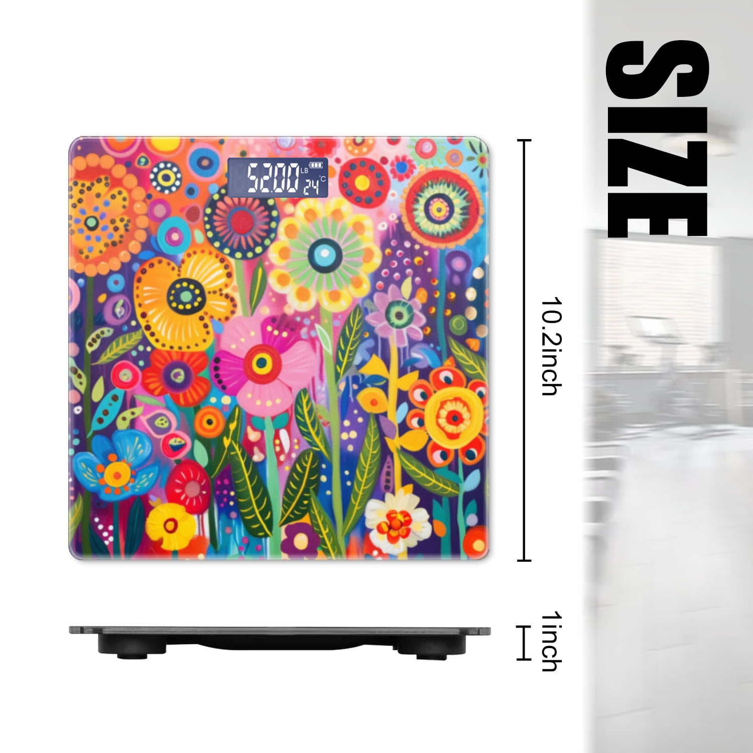 High Precision Body Weight Scale Smart Bathroom Scales with Large LCD Display(400lbs),Decorative for Bedroom-Vibrant And Colorful Garden Filled With Blooming Flowers