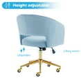 thumbnail image 3 of KCC Velvet Office Chair for Women, Swivel Vanity Desk Chair with Gold Base and Wheels, Adjustable Upholstered Chair for Bedroom, Makeup Room and Home Office, Blue, 3 of 7