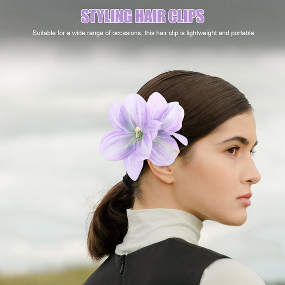 MUSEYA Beach Hair Clips Flower Hair Clamp Lavender Hair Ornaments Women for Summer Parties 1Pcs