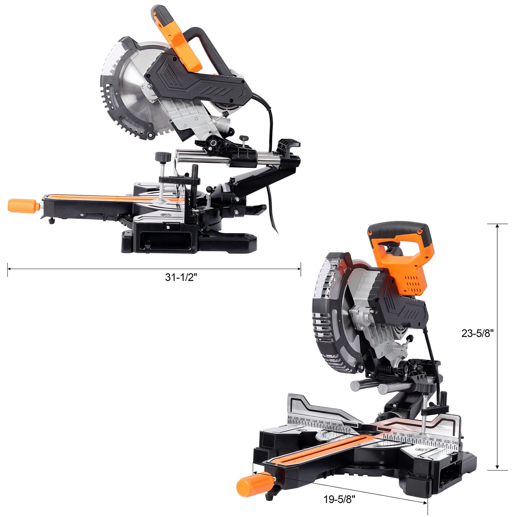 S-HOME 10" Dual Bevel Sliding Miter Saw with LED & Table, 48T, 2-Speed, 15A, 3.5"x13" Cut