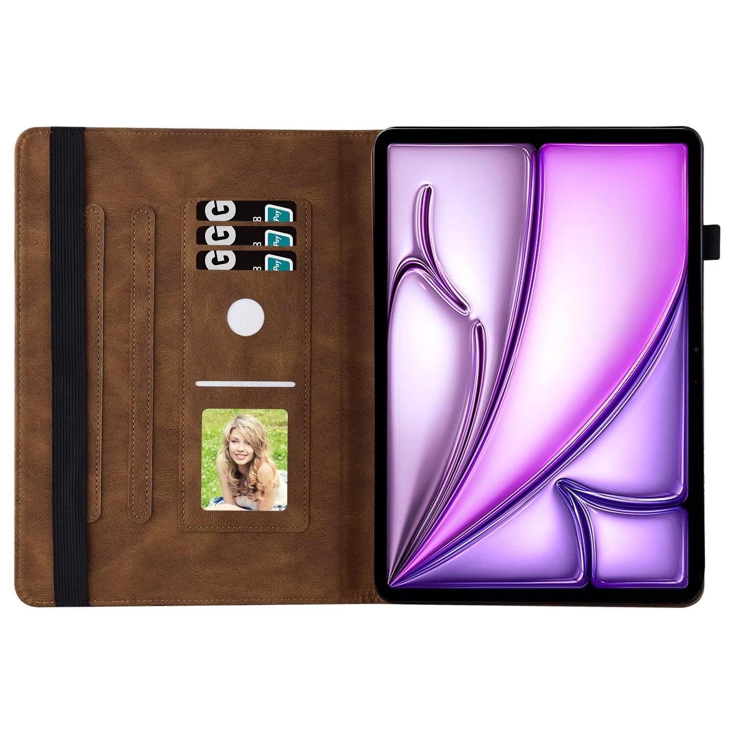Dteck Butterfly Pattern Case for iPad Air 13 inch 2025/2024,Magnetic PU Leather Smart Auto Wake/Sleep Folio Stand Case Card Slot Pencil Holder Cover for iPad Air 13-in. M3/M2,Brown