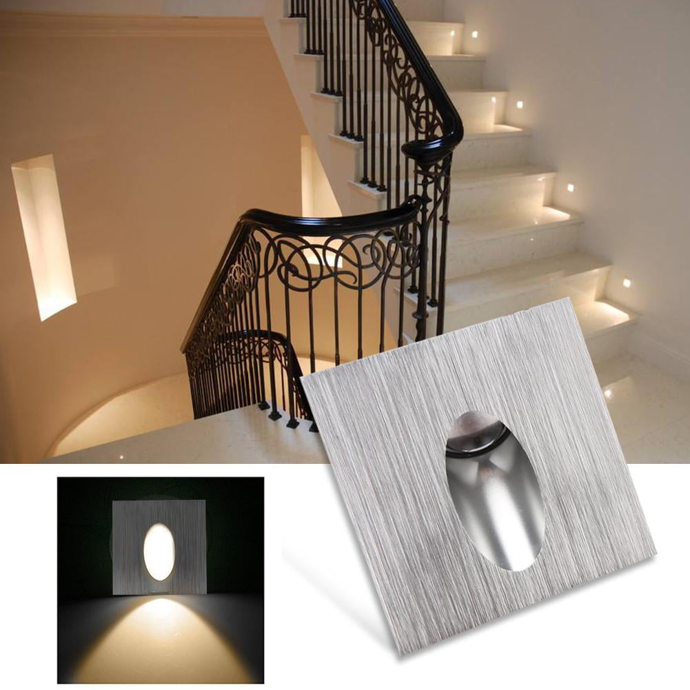 3W LED Recessed Stair Light AC 85-265V Square Aluminum Stairway Step Corner Lamp 