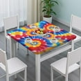 thumbnail image 3 of Colorful Tie Dye Multi Spiral Pattern Square Fitted Tablecloth with Elastic Edge,Square Table Cover,Washable Elastic Table Cover for Home Kitchen Party Decor 34"x34", 3 of 6