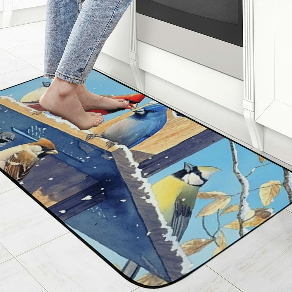 Heduofu Backyard Songbirds Doormat – Decorative Door Mat, Door Mat with Non-Slip Rubber Backing, Easy Cleaning, Traps Dirt, for Entry, Patio, Garage 19.68*47.24 in