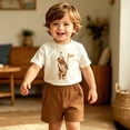 thumbnail image 2 of XAOFW Toddler Boys Girls Outfits Short Sleeve Cartoon Graphic Tees Shorts Kids Summer Cute Clothing Sets, 2 of 7