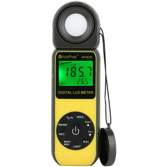 Digital Luxmeter Digital 400,000 Brightness/Light Meter,Light Meters,Ambient Temperature Meter with Range up to 400,000 Lux,1–40000FC Luxmeter（881D）