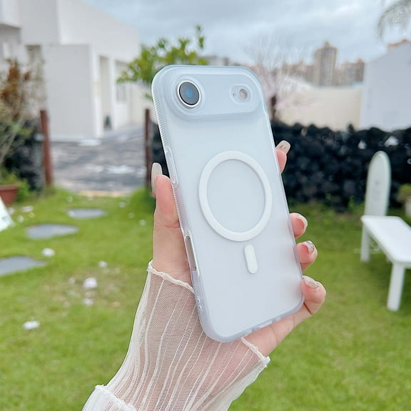 Magnetic For iPhone Air Phone Case,Anti-fingerprint Matte Skin-feel Back,Compatible with Mag-Safe,Ultra Slim Shockproof Protection Anti-fall Rugged Thin Fit Phone Case Cover,White