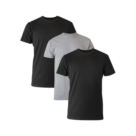 Hanes Men's Comfort Fit Ultra Soft Cotton Black/Grey T-Shirt Undershirts, 3 Pack