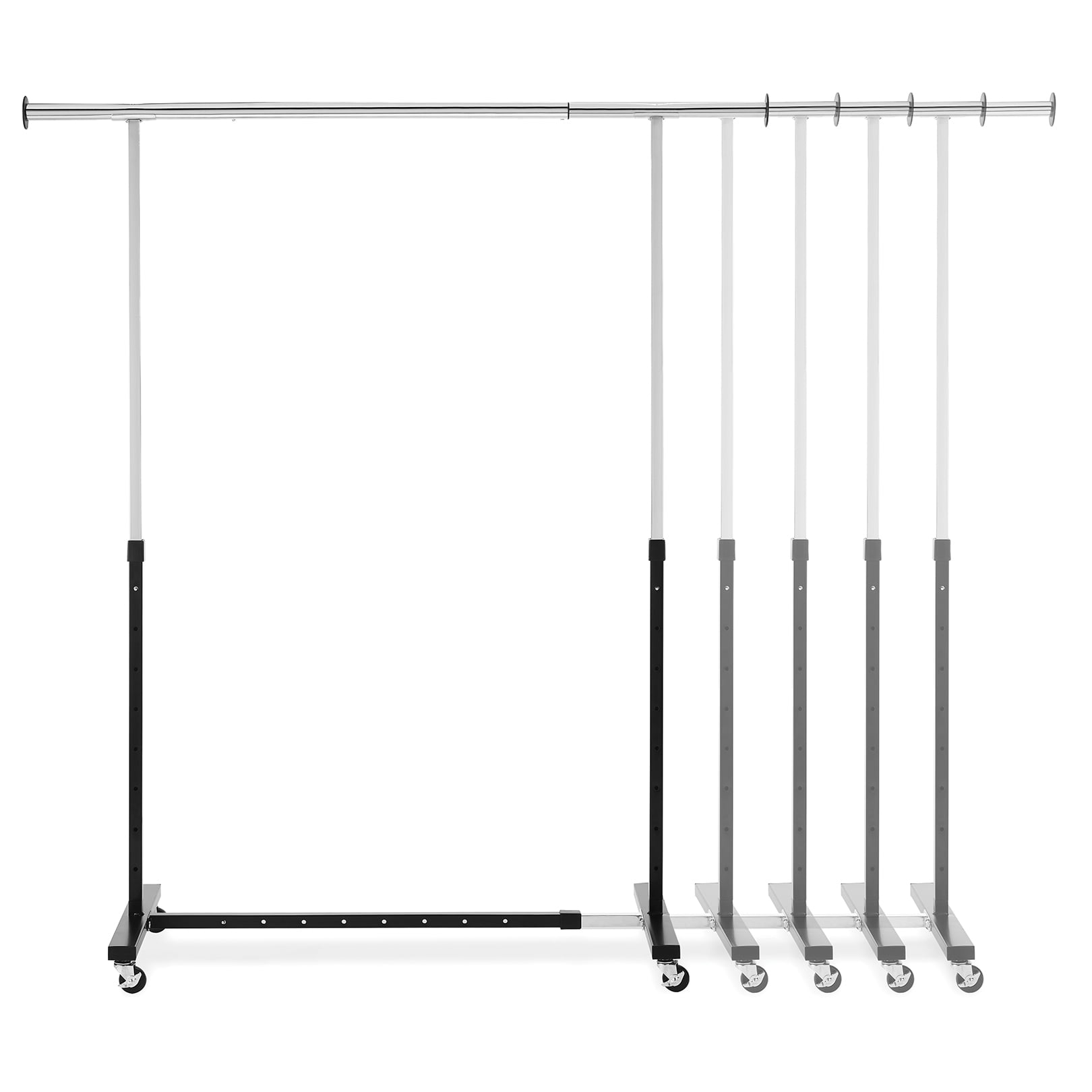 Whitmor Adjustable Rolling Heavyduty Expandable Garment Rack Black