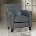 thumbnail image 6 of Tria 35 Inch Accent Chair- Gray Top Grain and Split Leather- Solid Wood, 6 of 6