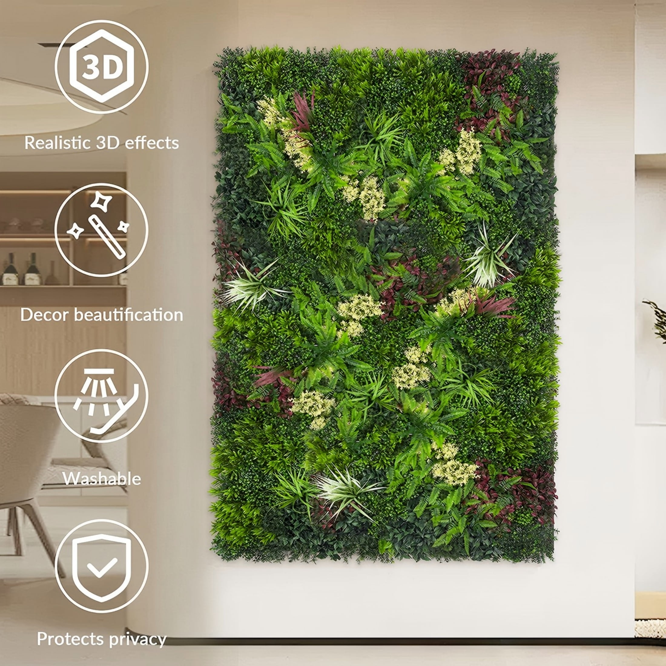 ODTORY 40"x120" Artificial Grass Wall Boxwood Plant Panel,UV Resistant Green Leaves Faux for Interior Backdrop,Garden and Indoor Outdoor Wall&Fence Covering Privacy, Party Wall Greenery Decor