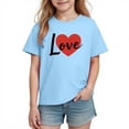 thumbnail image 2 of Agkizg Girls Graphic Tees,Kids Valentine's Day T-Shirt,Girls Short Sleeve Cotton Casual Tee, 2 of 5