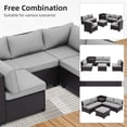 thumbnail image 4 of Ainfox 8 Piece Outdoor Patio Rattan Sectional Storage Furniture Set, All Weather PE Wicker Modular Conversation Sofa with Ottoman & Side Box for Backyard Pool Deck,Gray, 4 of 9