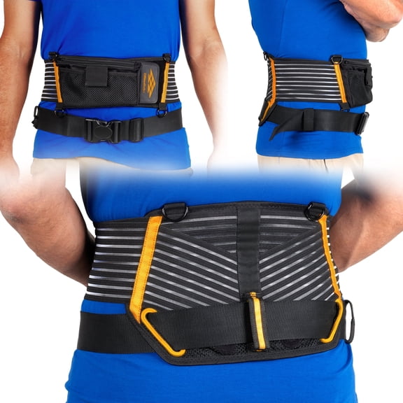 Tool Belt and Back Brace Support for Lifting Tradesman Pro 2" Tool Belt for Men D Rings for Suspenders and Pockets - Large