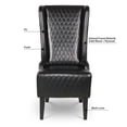thumbnail image 6 of High Back Dining Chair, 23inch Wide PU Leather Upholstered Wingback Side Chair, Modern Accent Chair with Arms and Solid Wood Legs for Kitchen, Dining Room and Living Room, Black, 6 of 7