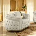 thumbnail image 2 of Furniture of America Gizon Glam Fabric Diamond Tufting Indoor Arm Chair, Beige and Gold, 2 of 15