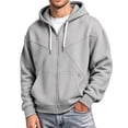 thumbnail image 4 of Men's Fleece Full Zip Hoodie, Fall Long Sleeve Hooded Sweatshirt Coat, Loose Causal Hoodie Jackets with Pockets, 4 of 7