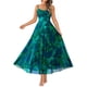 thumbnail image 1 of Vestido largo floral verde BTFBM con tirantes finos, talla mediana, 1 of 8