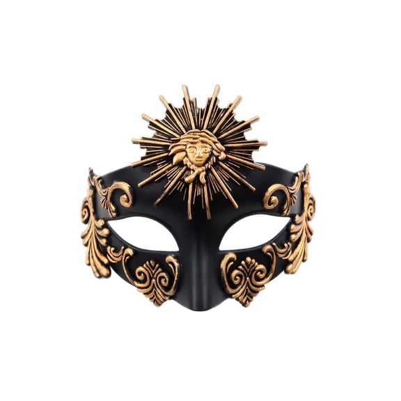 Black and Gold Masquerade Mask 7 X 6 Inch Venetian Masquerade Masks for Men Halloween for Masquerade Party Mardi Gras Event Themed Gathering