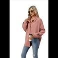 thumbnail image 2 of Corduroy Button Down Shirts for Women Dressy Casual Long Sleeve Loose Fit Shacket with Pocket Pink XL, 2 of 7