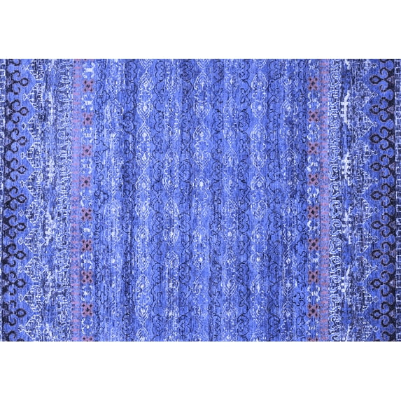 Ahgly Company Indoor Rectangle Abstract Blue Contemporary Area Rugs, 7' x 10'