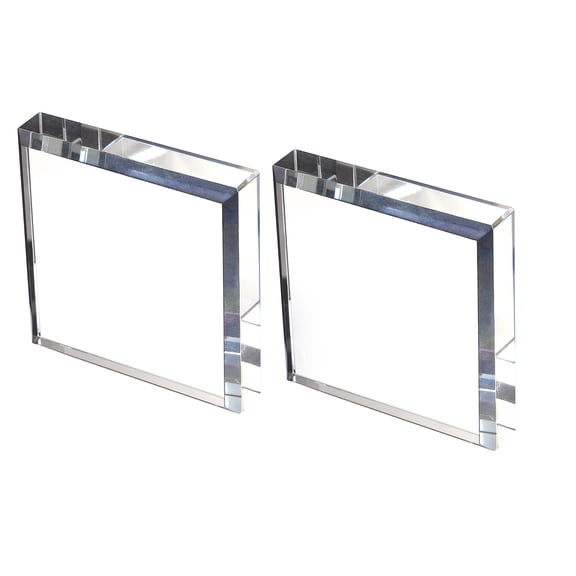 Uxcell 2 Pcs Clear Crystal Paperweight, 2.76 x 2.76 x 0.59 Inch Clear Paperweight Decorative for Home Decoration Reading Photography Daily Office Gifts, Clear(Square)