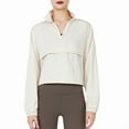 thumbnail image 1 of Women'S Zip Up Athletic Jacket Stand Collar Windproof Sun Protection Workout Outdoor Jacket Cream White L, 1 of 9