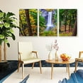 thumbnail image 4 of IDEA4WALL 3 Piece Nature Canvas Wall Art Waterfall in Forest Canvas Prints Modern Home Wall Decor, 24"x36", 4 of 5