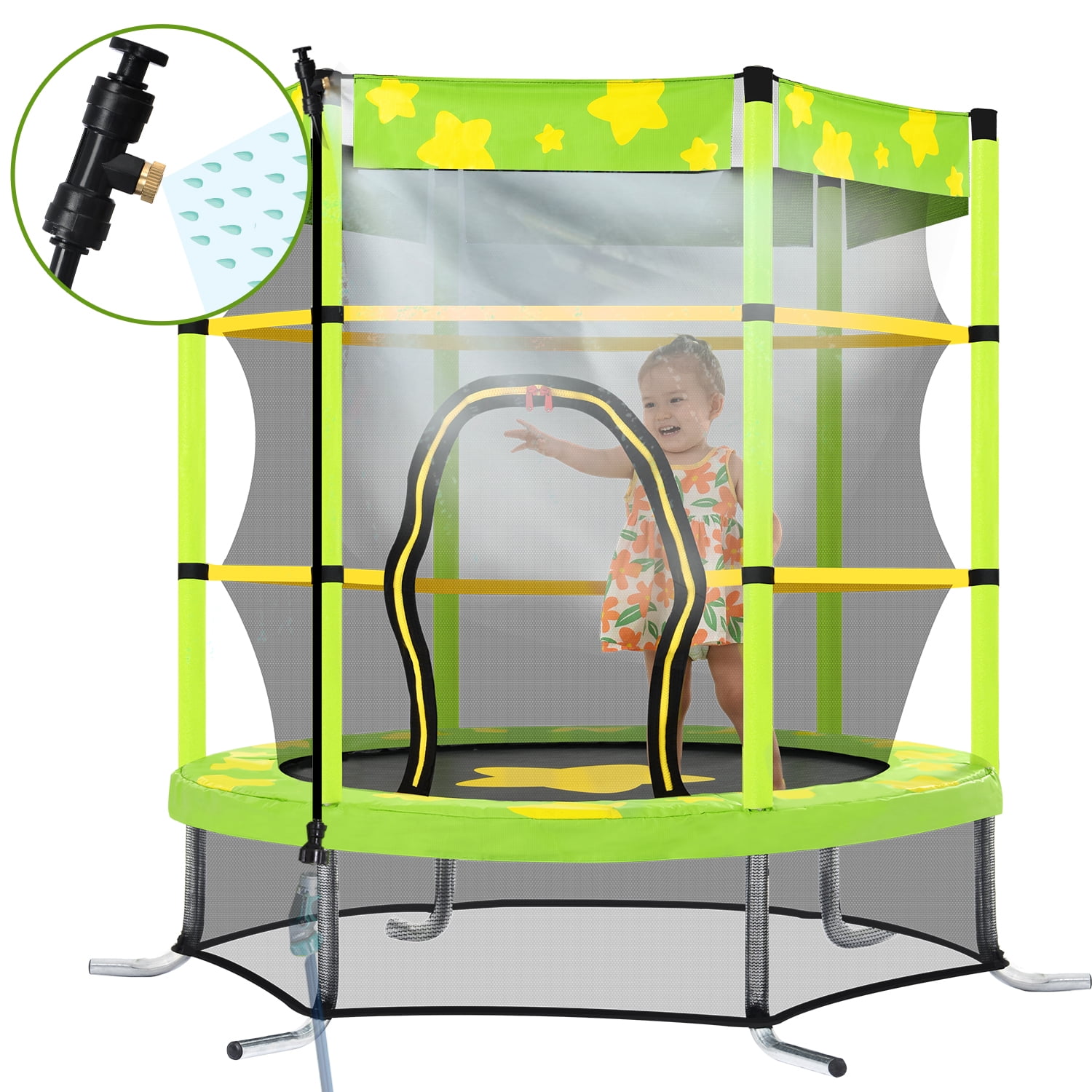 Kids Trampoline for Toddlers with Net yellow 55in Toddler Trampoline 
